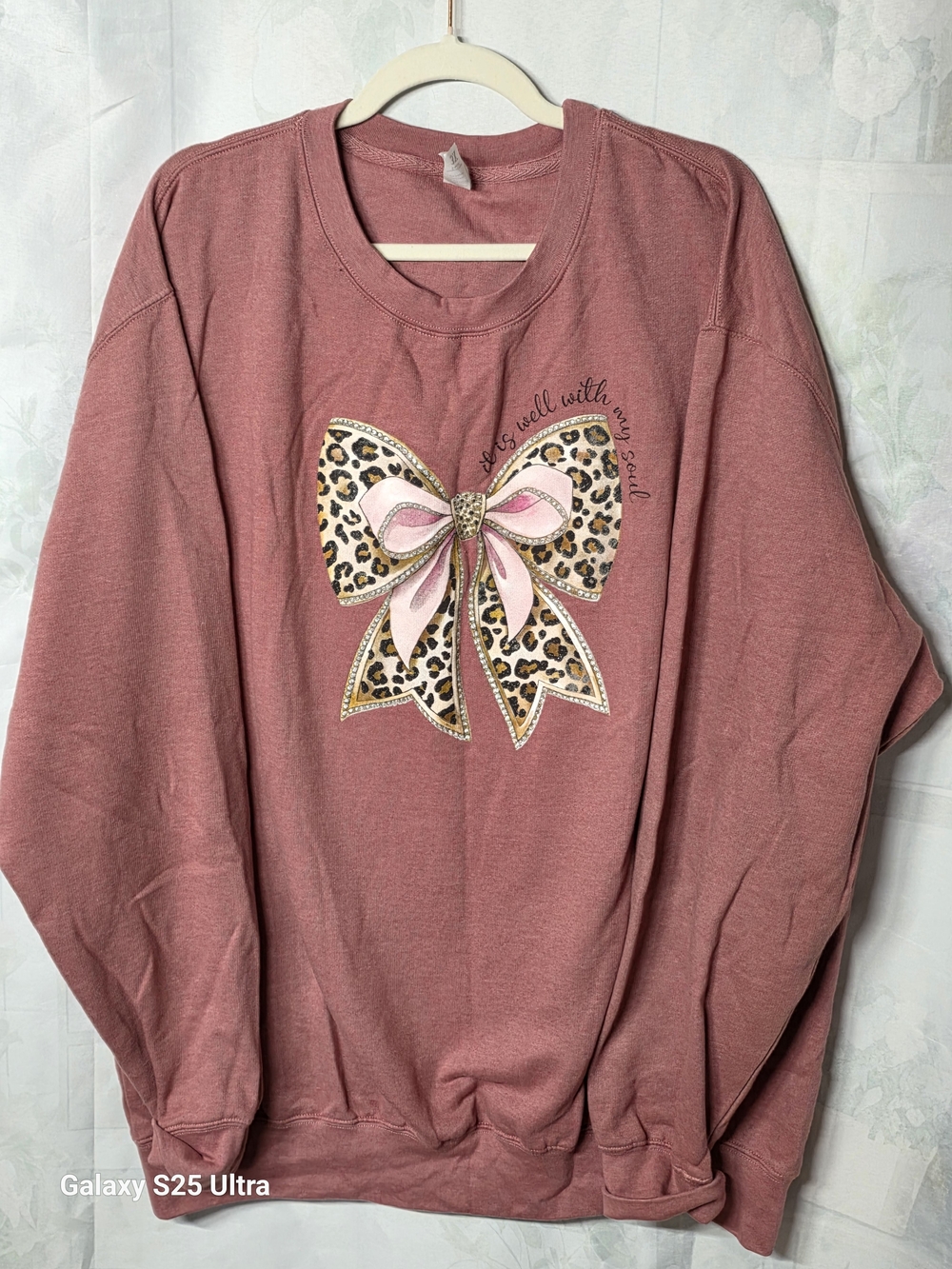 Love In Faith Bow Graphic Animal Print Sweatshirt 3X Like New